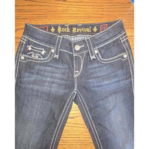 Womens Rock Revival Jeans Size 26 / 33' Inseam /straight - Picture 2 of 4